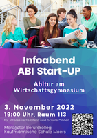 Infoabend ABI Start-UP am Donnerstagabend, dem 03. November 2022