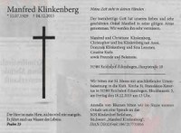 StD Manfred Klinkenberg *11.07.1929 + 04.12.2015